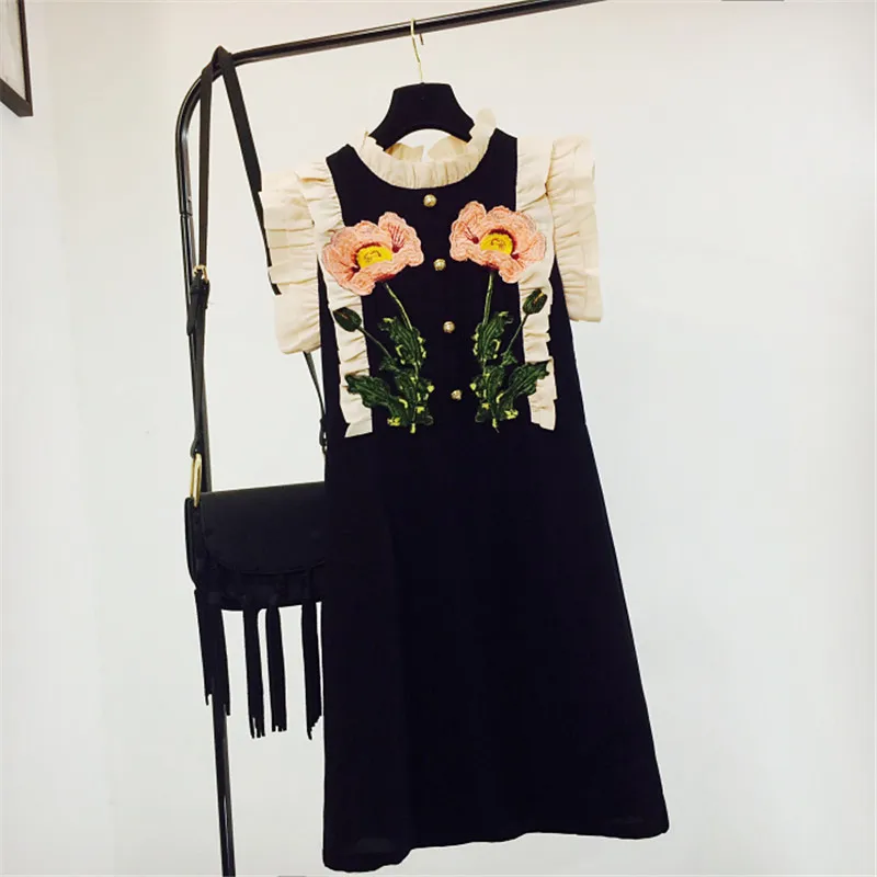 2019 летняя винтажная Женская Бархатная мини юбка с вышивкой платье дизайнерское
