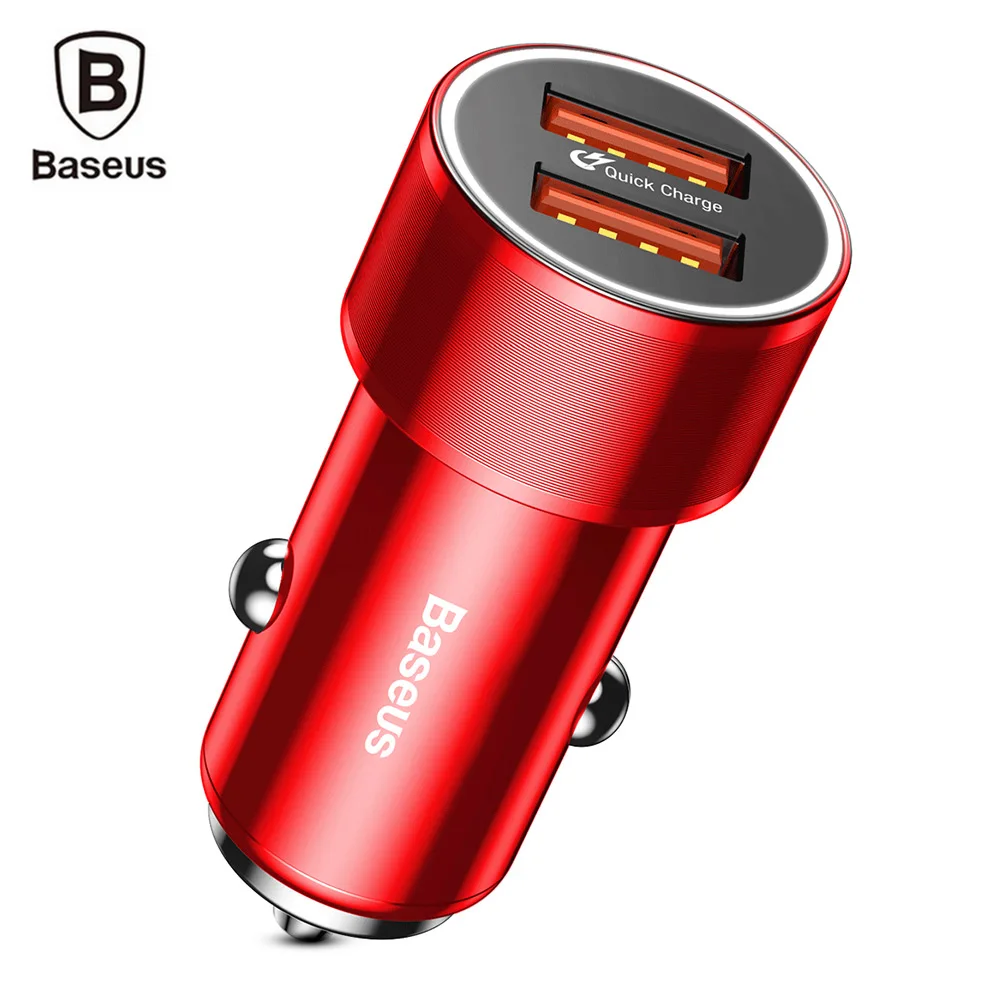 Baseus BSC C15K Маленький Винт двойной USB QC3.0 быстрое автомобильное зарядное устройство