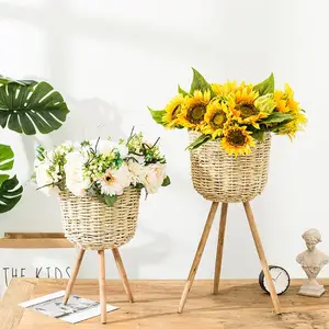 Корзины для хранения бамбука ручной работы, корзины для грязного белья, Лоскутная плетеная корзина из ротанга, морских водорослей, живота, садового цветочного горшка, посадочная корзина, Прямая поставка