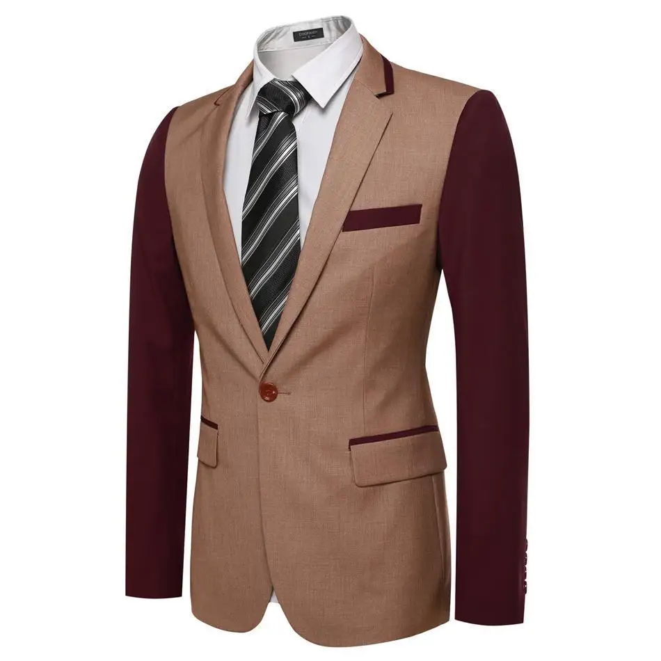 Coofandy для мужчин мода Slim Fit Нотч с длинным рукавом лоскутное повседневное одна