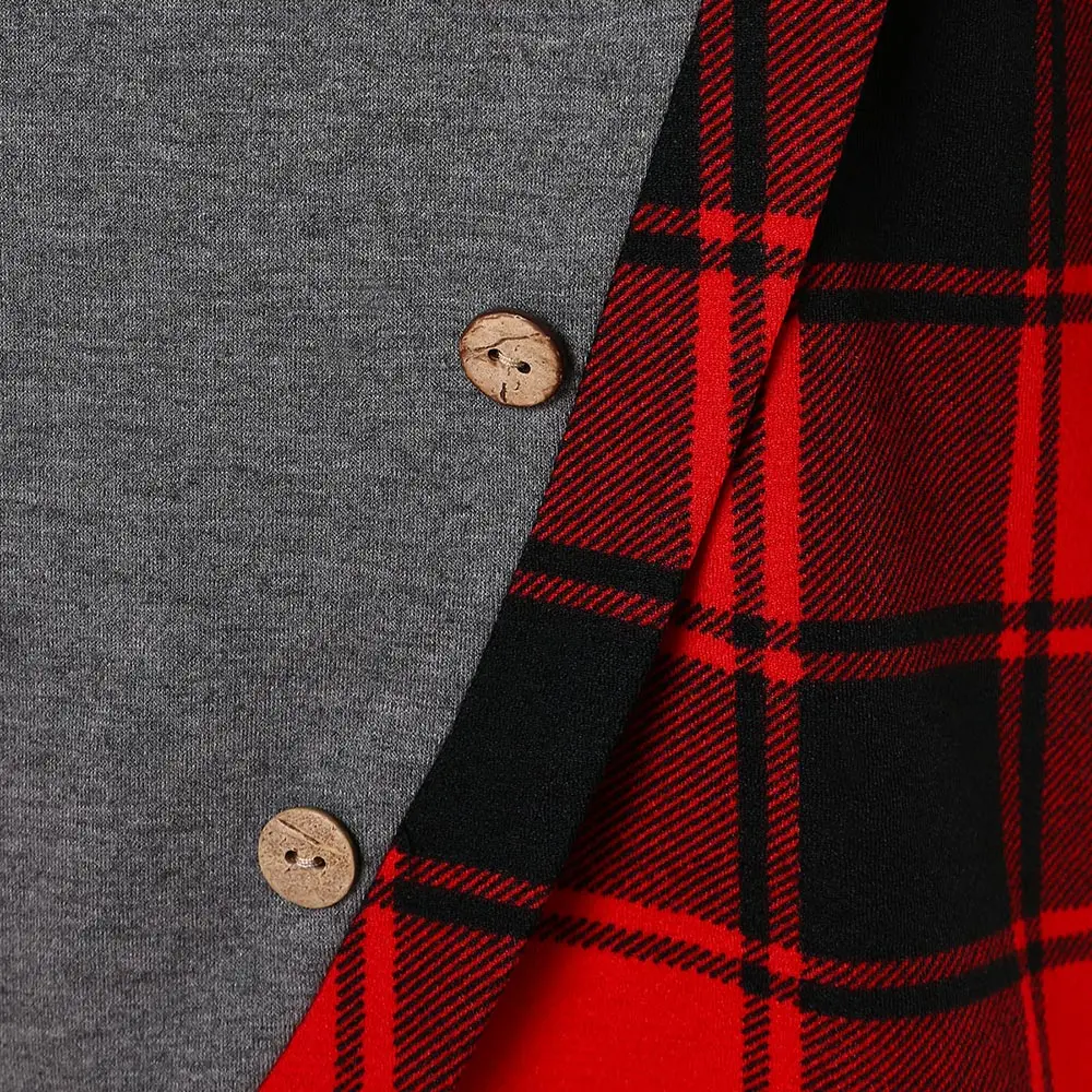 Фото AZULINA Tartan панель с длинным рукавом Асимметричная футболка для женщин топы AZULINA Tartan панель с длинным рукавом Асимметричная футболка для женщин топы