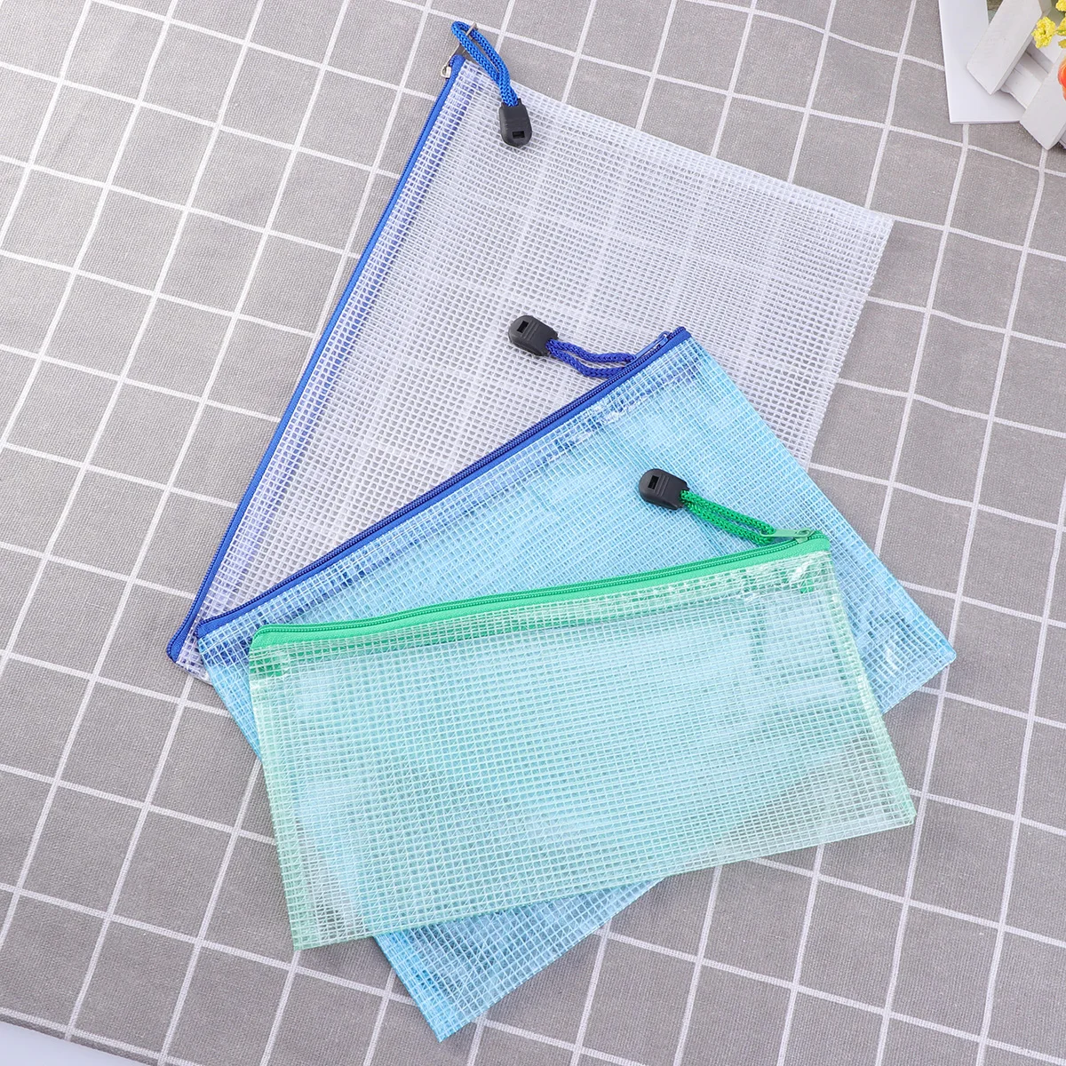 

12Pcs File Bags Reinforced Zipper Transparent Contract Storage Bag File Folder File Bags Organizer Pouch for School Office