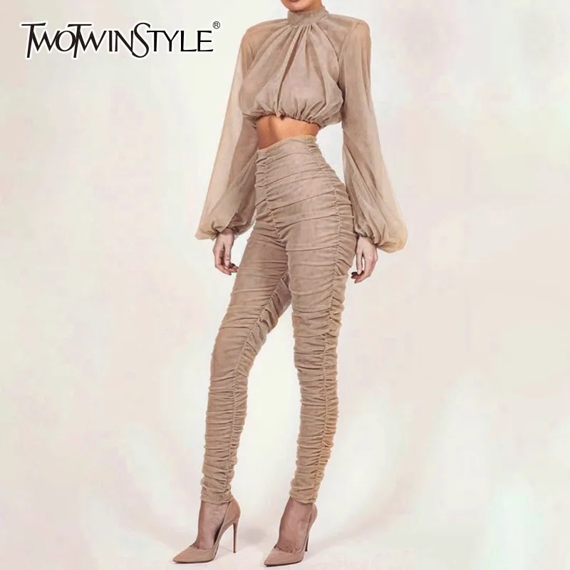 Женский костюм из двух предметов TWOTWINSTYLE весенний короткий топ с высоким