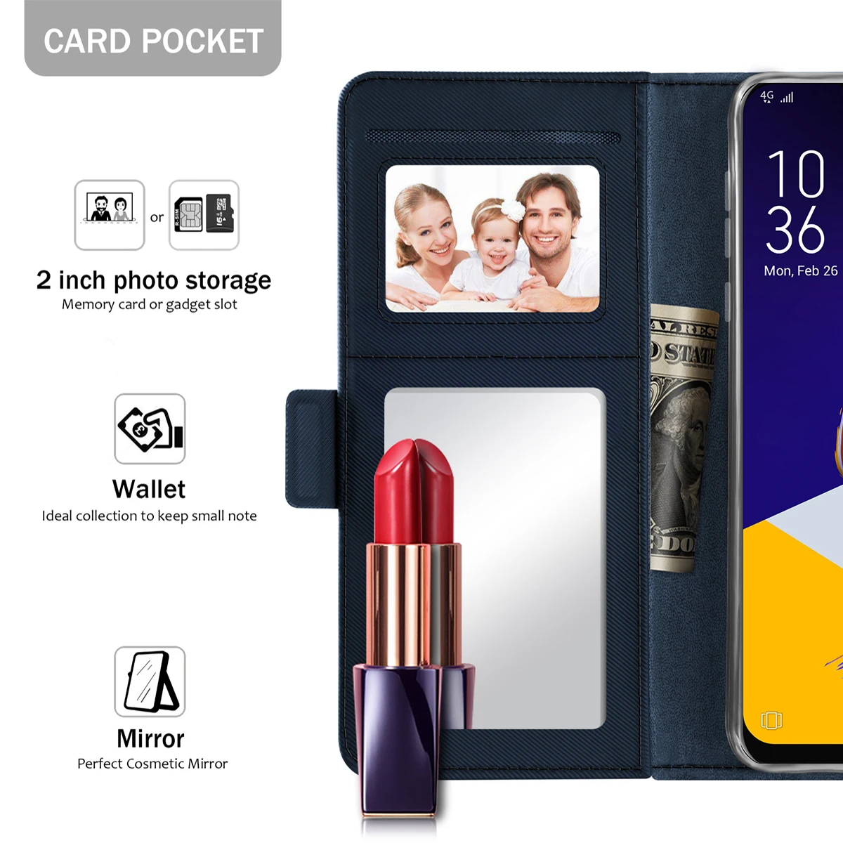 Чехол CASEWIN для Asus Zenfone 5 ZE620KL роскошный флип чехол с вращающимся слотом карт