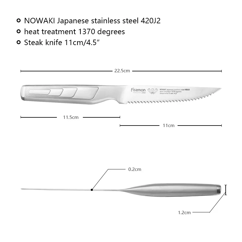 FISSMAN 4 5 дюймовый нож для стейка Nowaki серии японские 420 кухонные ножи из нержавеющей