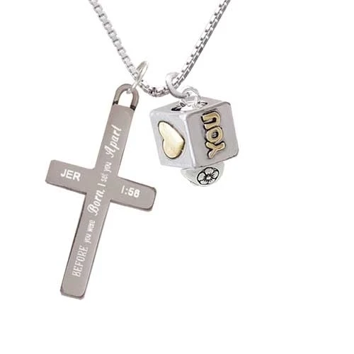 Two Tone Love You Square Spinner - I Set Apart Cross Necklace | Украшения и аксессуары