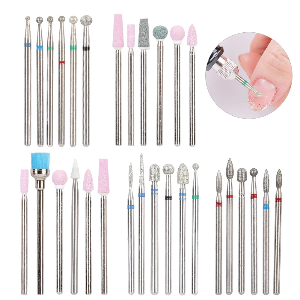 5 типов 6 шт./упак. Нержавеющая сталь бор для дизайна ногтей комплект Фрезер