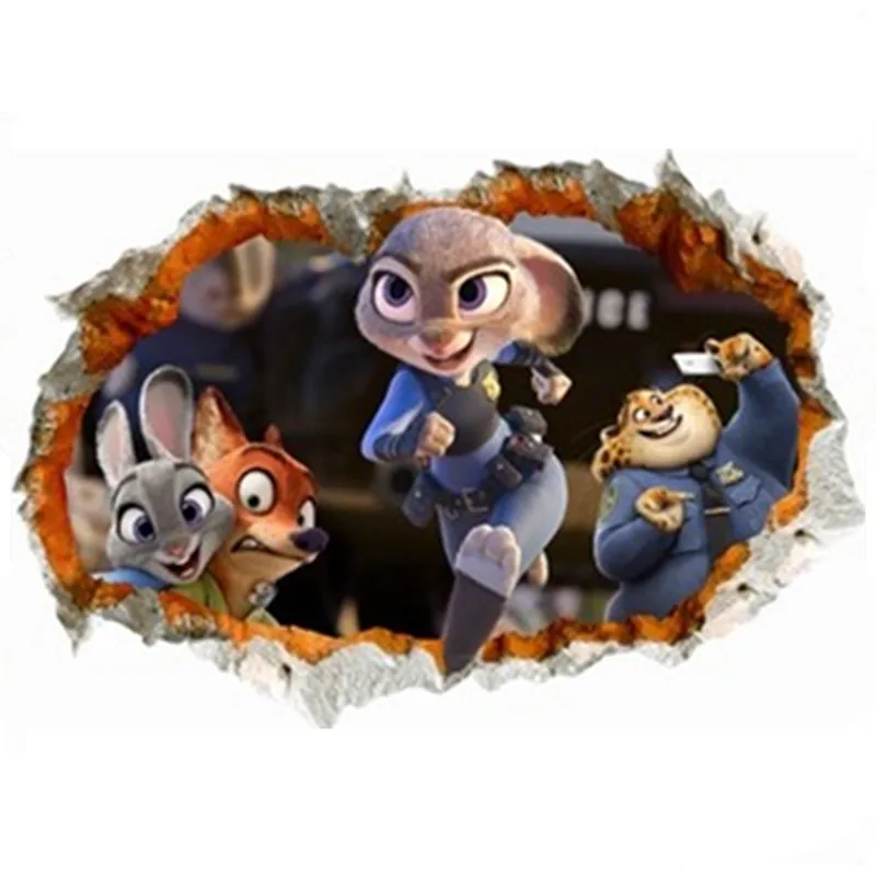 Crazy Animal City movie poster забавный кролик 3d сломанные виниловые настенные наклейки