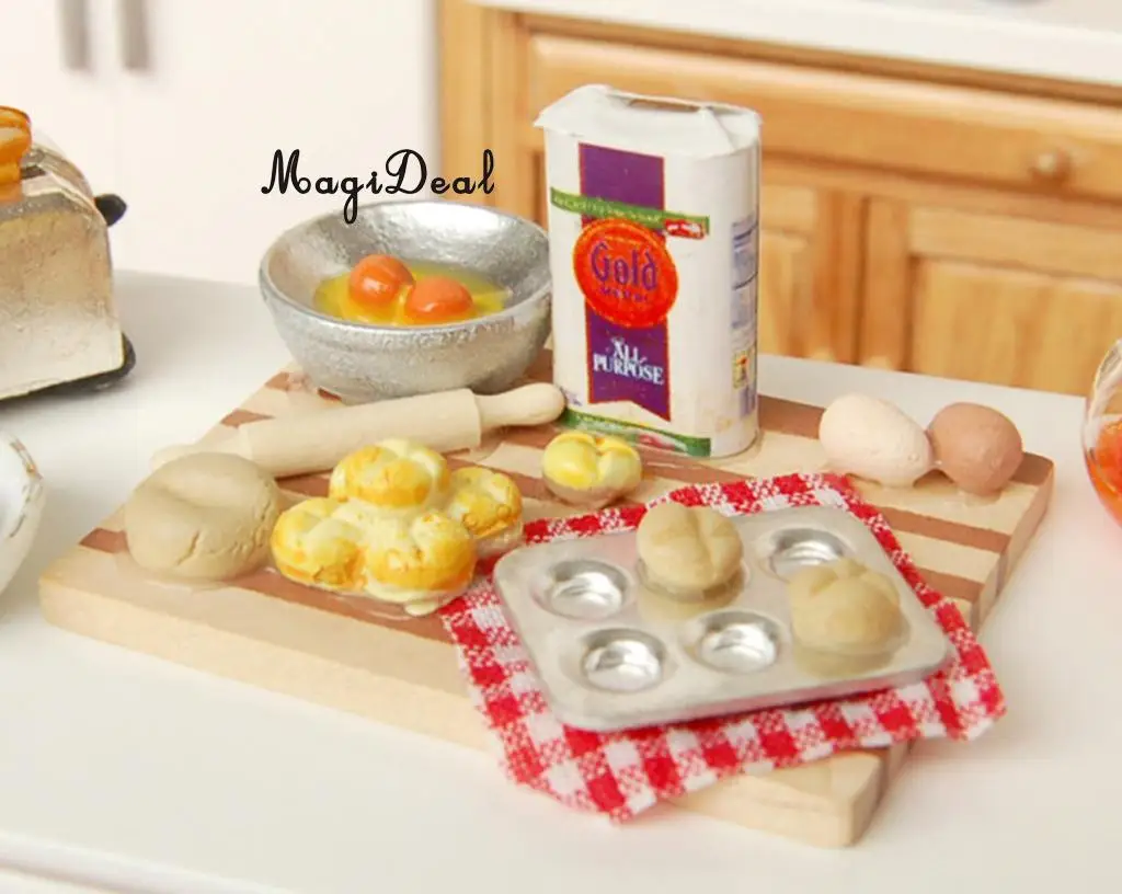 MagiDeal красочный 1 набор 1/12 кукольный домик миниатюрная Кухня Еда яйца молочный