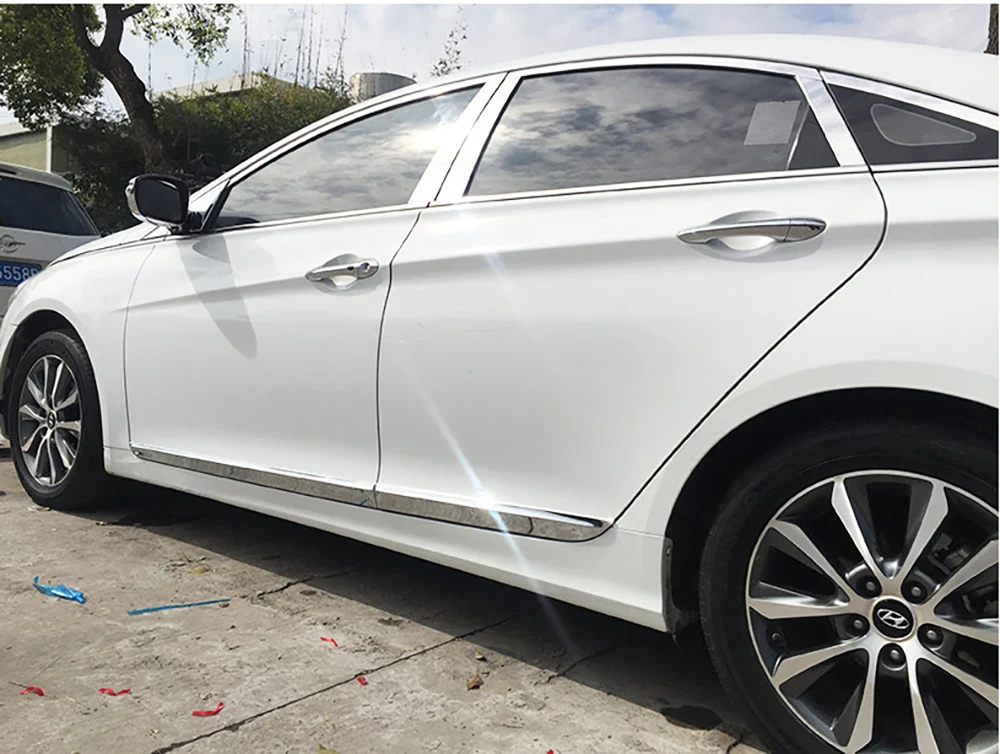 

4Pcs Chrome Molding Trim Strip Door Side Cover For Hyundai Sonata YF i45 2011 2012 2013 2014