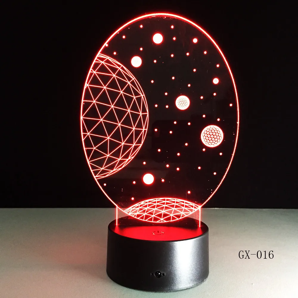 3D визуальные планеты LED Иллюзия ночные светильники Вселенная настольная