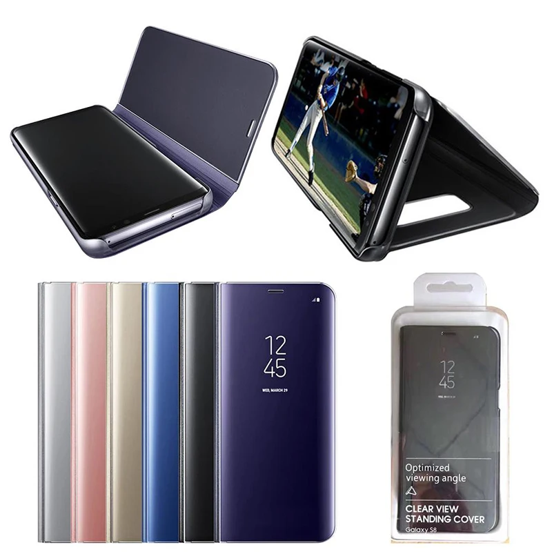 Роскошные зеркальные смарт-чехлы с подставкой для iPhone X XR XS MAX чехлы Huawei P10 Mate20
