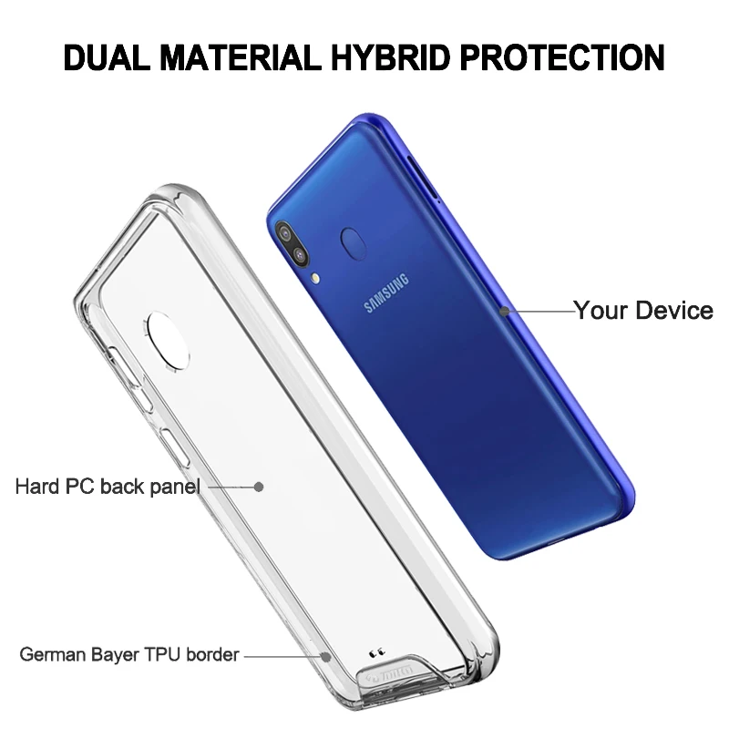TOIKO Chiron Прозрачный чехол для Samsung Galaxy M20 Мягкий ТПУ Жесткий ПК Гибридный задний