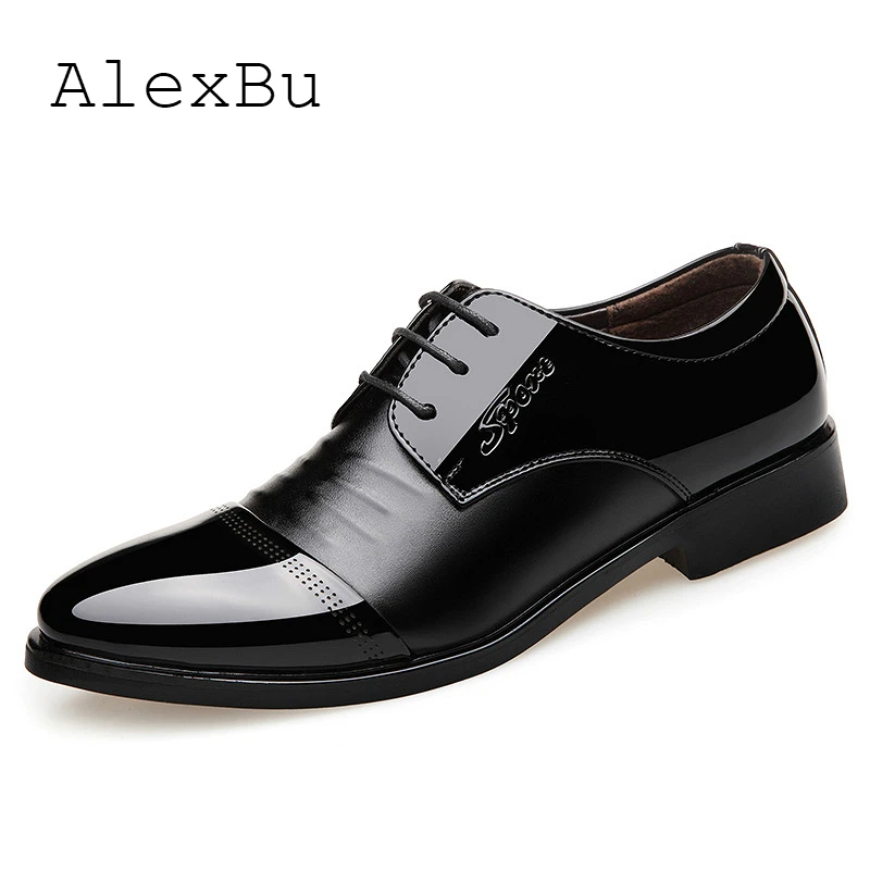 AlexBu New Men Dress Shoes Leather Man Classic Wedding Fashion Footwear Oxfords Pointed Toe Casual Shoe Lace Up | Обувь