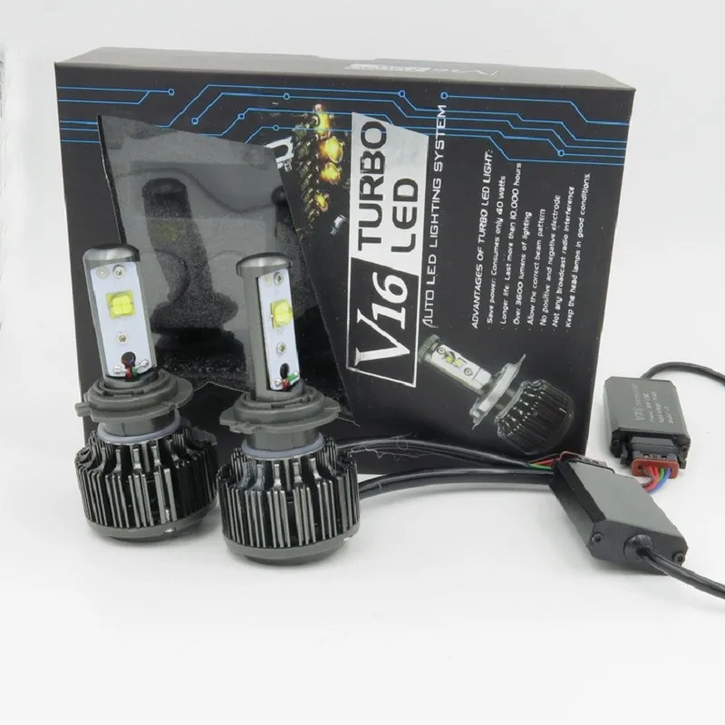 9005 V16 turbo HB3 H10 Plug & play EMC canbus H7 H1 H3 H8 H9 9006 hb4 H27 880 881 7200LM комплект СВЕТОДИОДНЫХ Фар H4 H13 9004