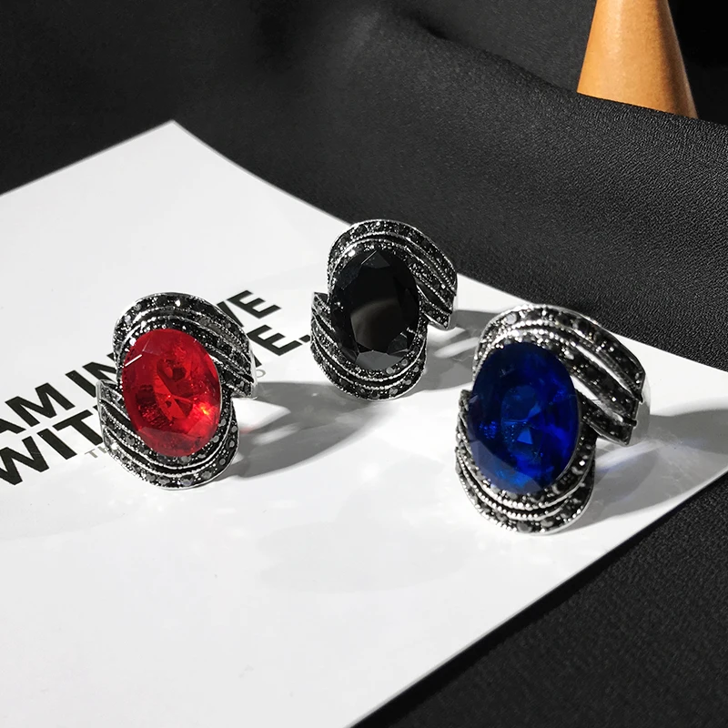 JZTOP брендовые винтажные кольца с красным драгоценным камнем для женщин Женское