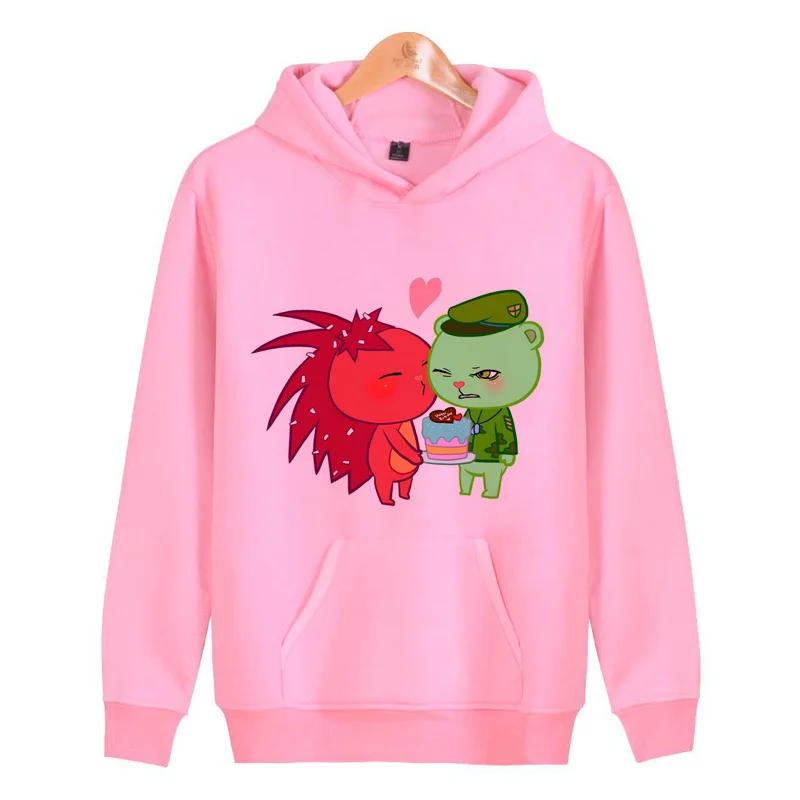 Худи с надписью happy tree friends Мужская толстовка унисекс худи комикс повседневный
