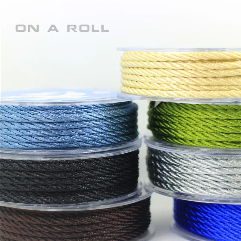 

2mm 3mm Thread Cord String Strap Chinese Satin Silk Necklace beading Rope for Chinese Braided Knot DIY 14 color big size