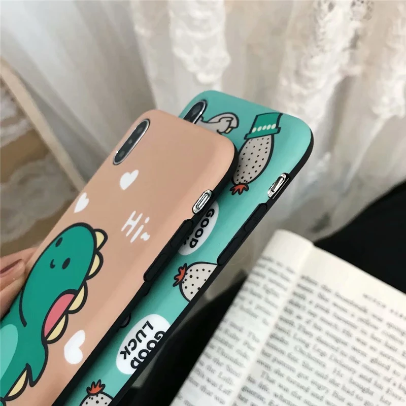 3 cpisai для Apple iphone XS MAX XR X чехол телефона милый динозавр удача мягкая задняя крышка