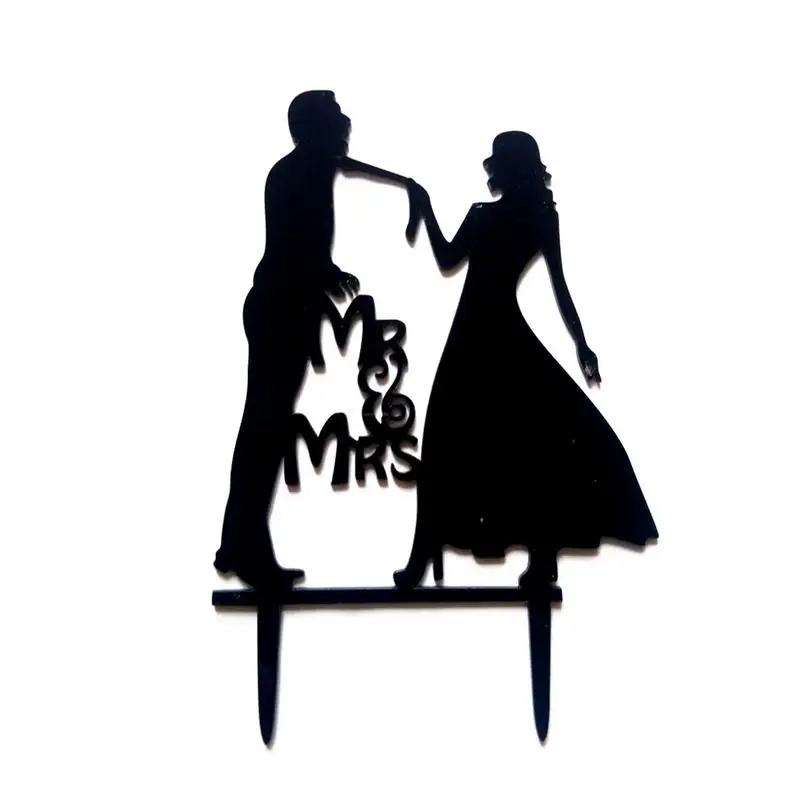 Свадебный торт Топпер невесты жениха Mr Mrs акриловый черный топперы Свадебные