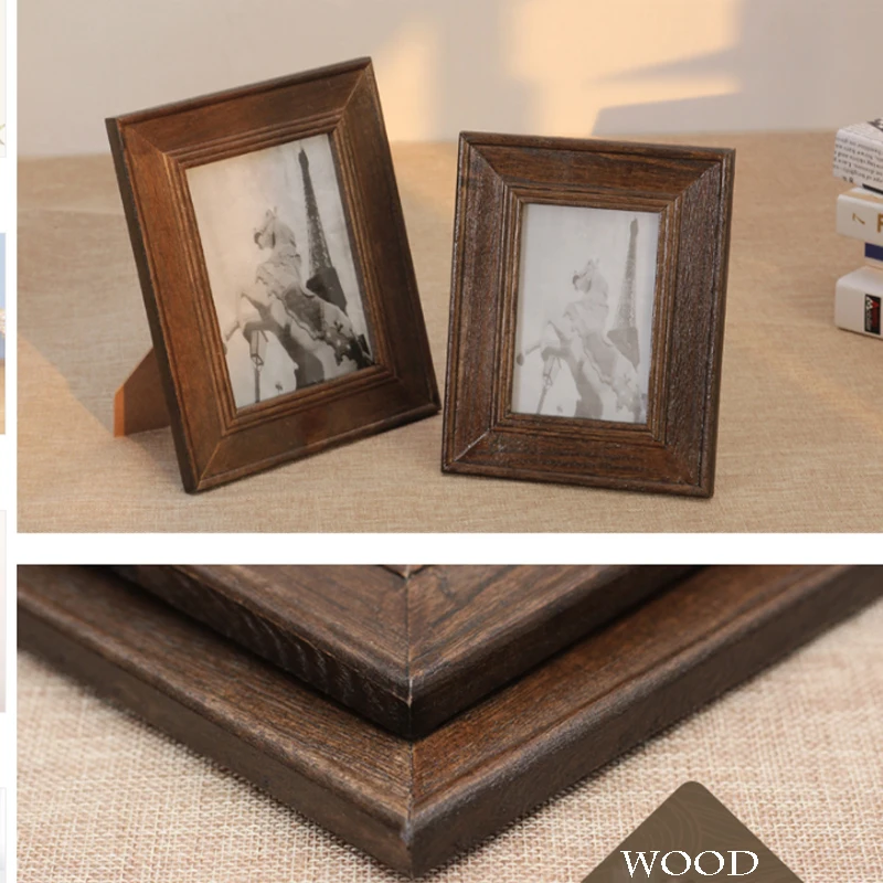 Vintage Retro Wood Photo Frame Picture With Stand Home Office Table Decor 4x6 Inch | Дом и сад