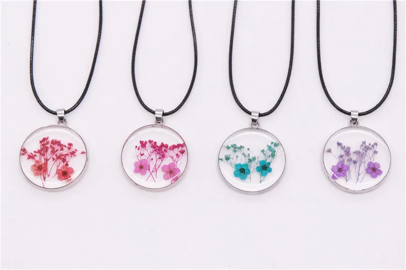 Круглое ожерелье из искусственной смолы натуральный сушеный цветок Аксессуары
