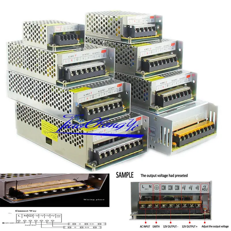 AC 110 V 220 к DC 5V 12V 24V переключатель питания Драйвер адаптер светодиодные полосы