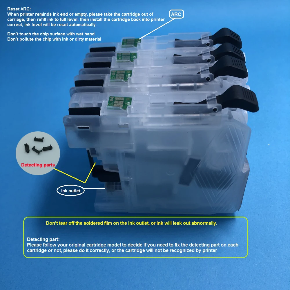 YOTAT Empty Refillable ink cartridge LC22U for Brother MFC-J985DW DCP-J785DW printer (Europe) | Компьютеры и офис