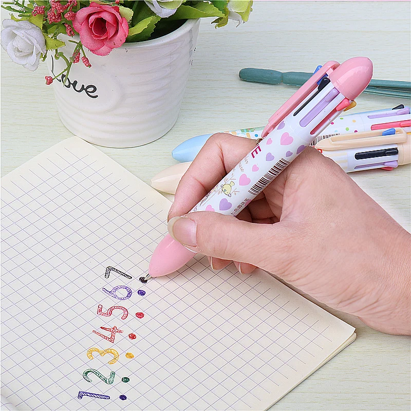 Фото 3 шт 7 цветов в 1 офисный узор для письма школьная креативная шариковая ручка |