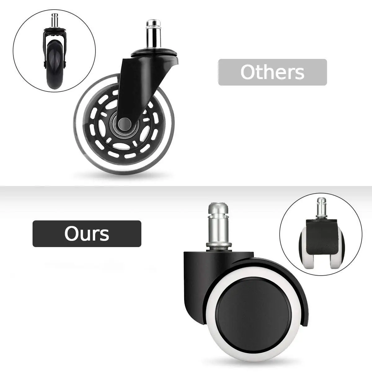 6 Pcs Universal Caster Office Chair Furniture Wheel Black / White Diameter 50mm Replacement Wheels Swivel | Обустройство дома