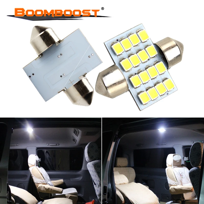 Фото 10 шт., лучшее качество, 12 В, F-estoon 16smd 3528 31 мм 16 smd купольный светильник, светодиодная лампочка для салона автомобиля, купольный светильник s, бел... №4