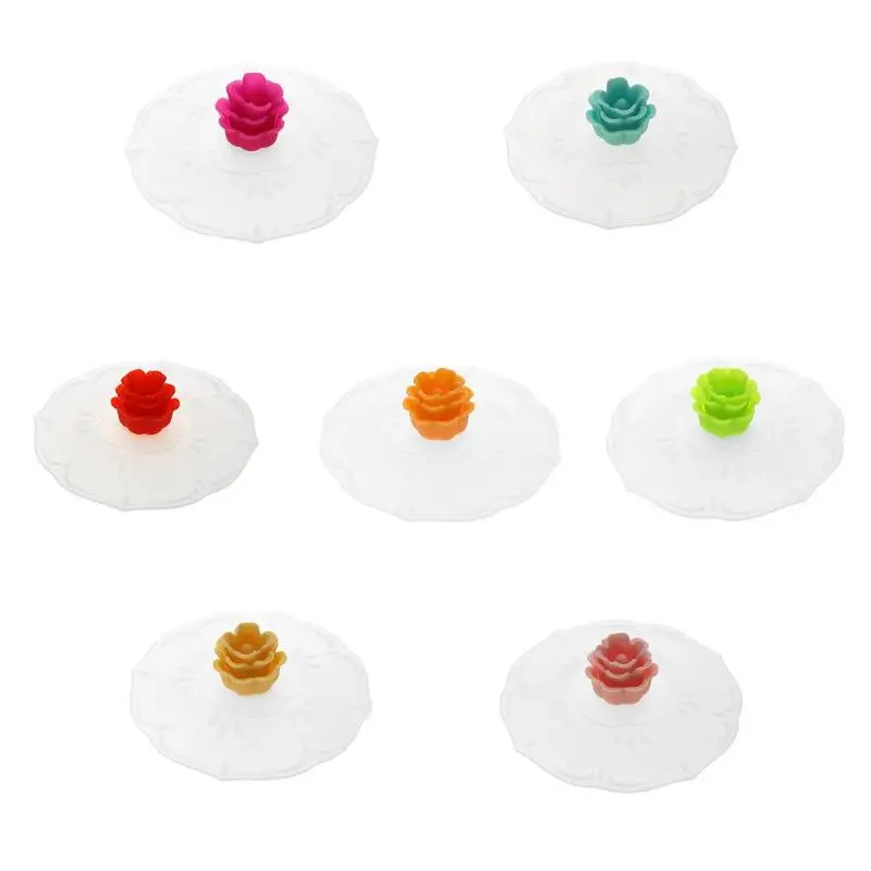 Reusable Silicone Rose Dustproof Cup Lid Leak Proof Airtight Seal Covers | Дом и сад