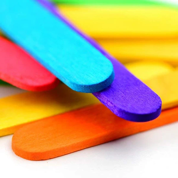 400PCS Rainbow color Wood Craft Popsicle Sticks for DIY Art Crafts 11.4cm |