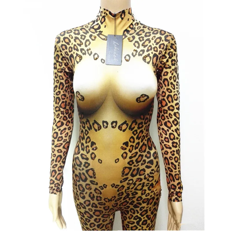 Сексуальный женский комбинезон с тигровым леопардовым принтом купальник Zentai