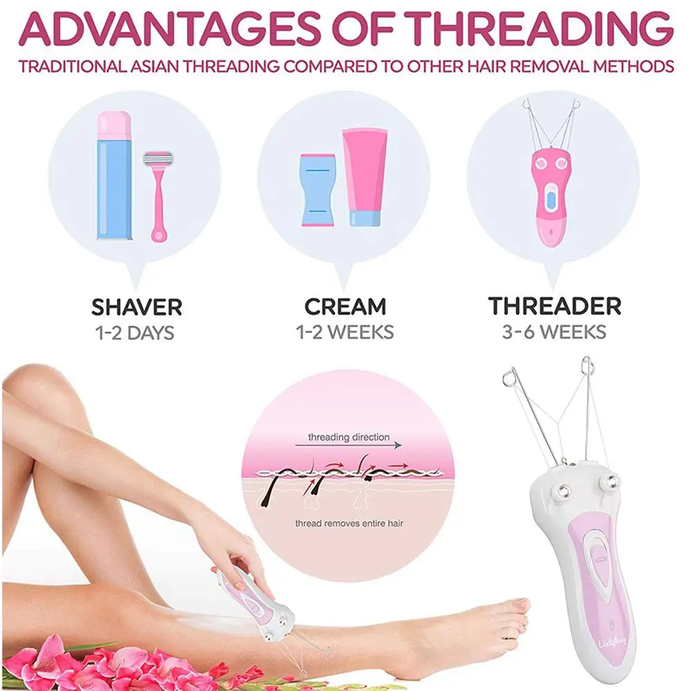 Электрический эпилятор для удаления волос с хлопковой нитью лица триммер