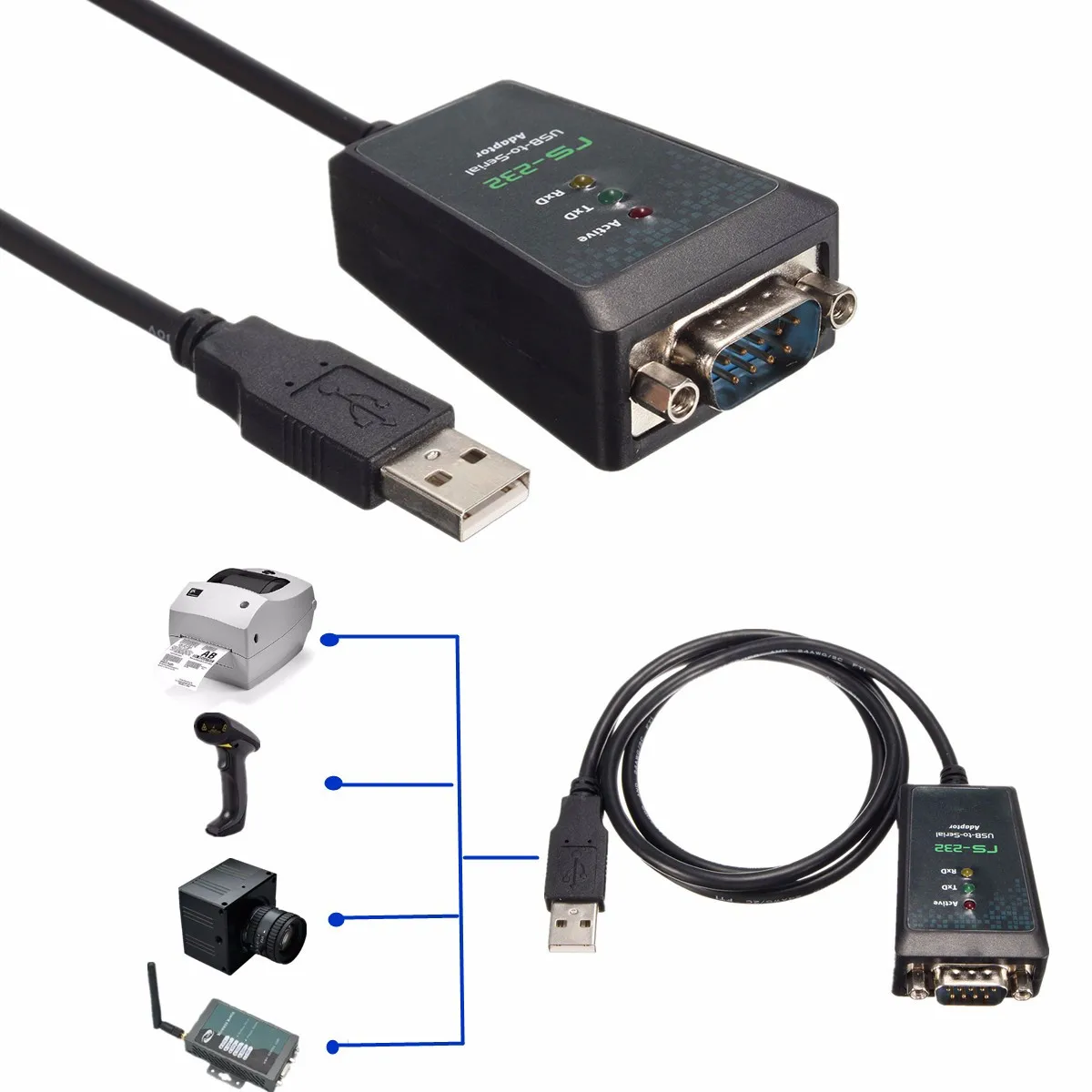 USB к последовательному RS-232 RS232 DB9 адаптер конвертер светодиодный кабель провод 9 Pin