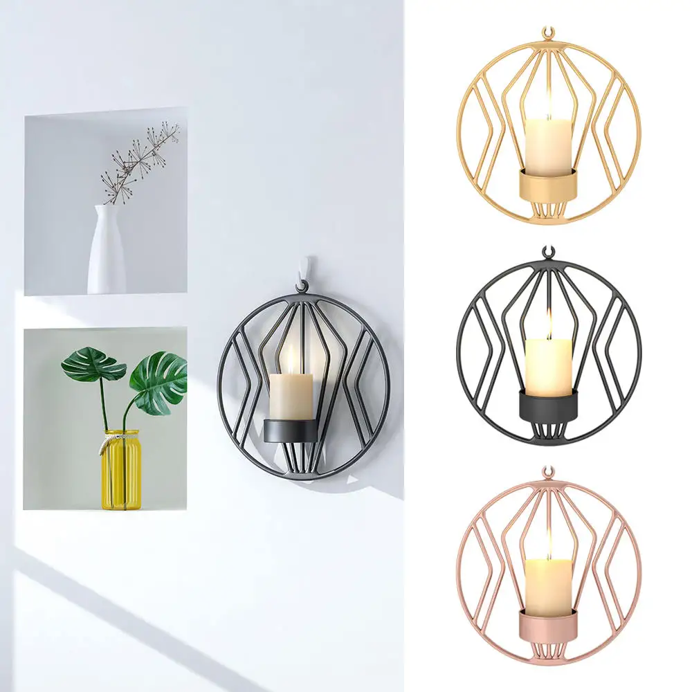 3D креативный металлический подсвечник настенный геометрический Круглый Чайный