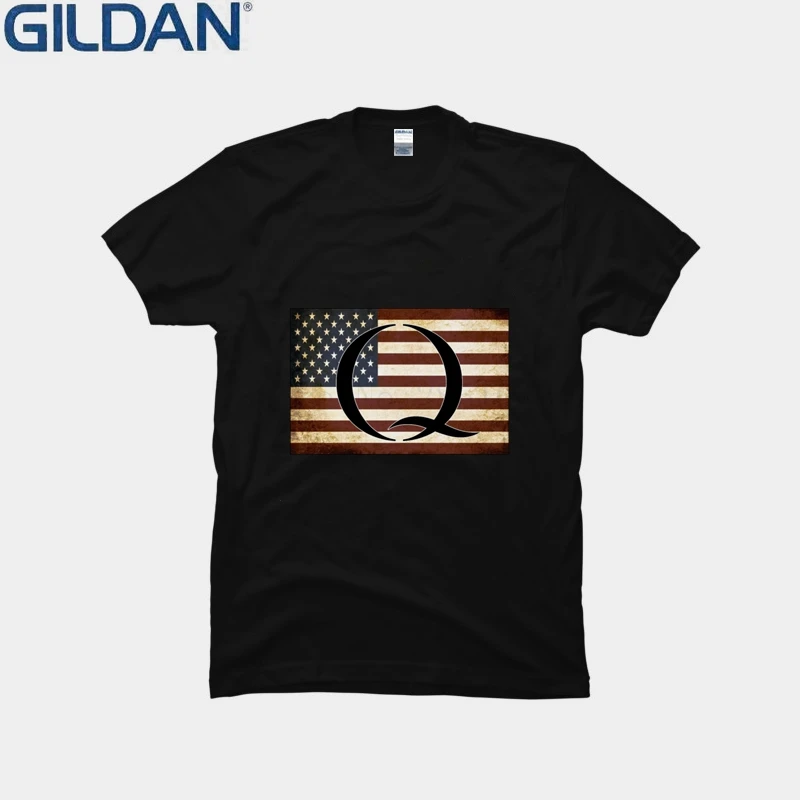 Графический Qanon флаг США футболка сумасшедшая Классическая мужская нормальная