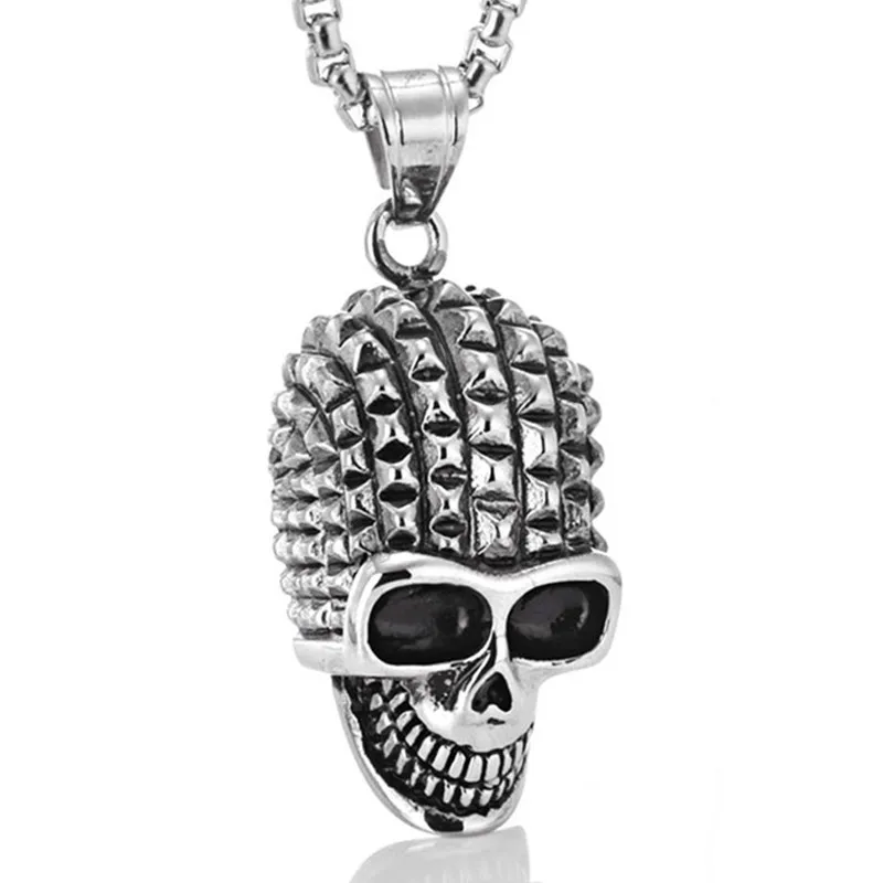Мужской большой и смелый Готический кулон с черепом нержавеющая сталь стимпанк