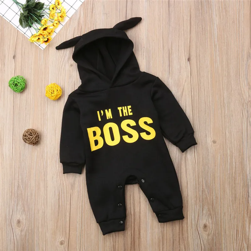 

Brand Newest Autumn Winter Infant Baby Boy Girl Cotton Letter Hooded Romper Jumpsuit Clothes Outfit 0-18M Long Sleeve Clothing