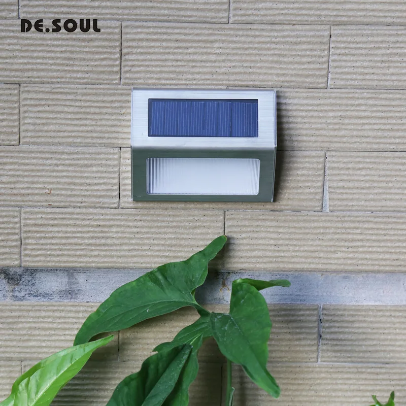 

DE.SOUL 1-4 PCS LED Solar Light Stainless Steel Solar Lamps Outdoor Waterproof Garden Energy Saving Courtyard Pathway Wall Light