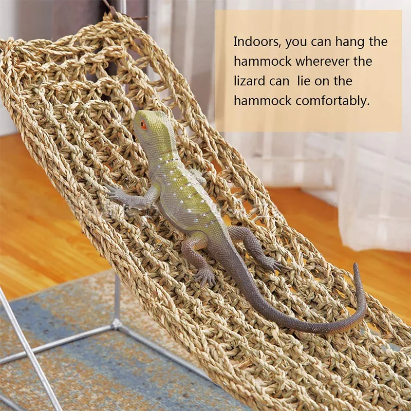 Рептильный шезлонг для ящериц "Bearded Dragon Hammock" из травяных волокон для гекконов, игуан и крабов-реклюзов.