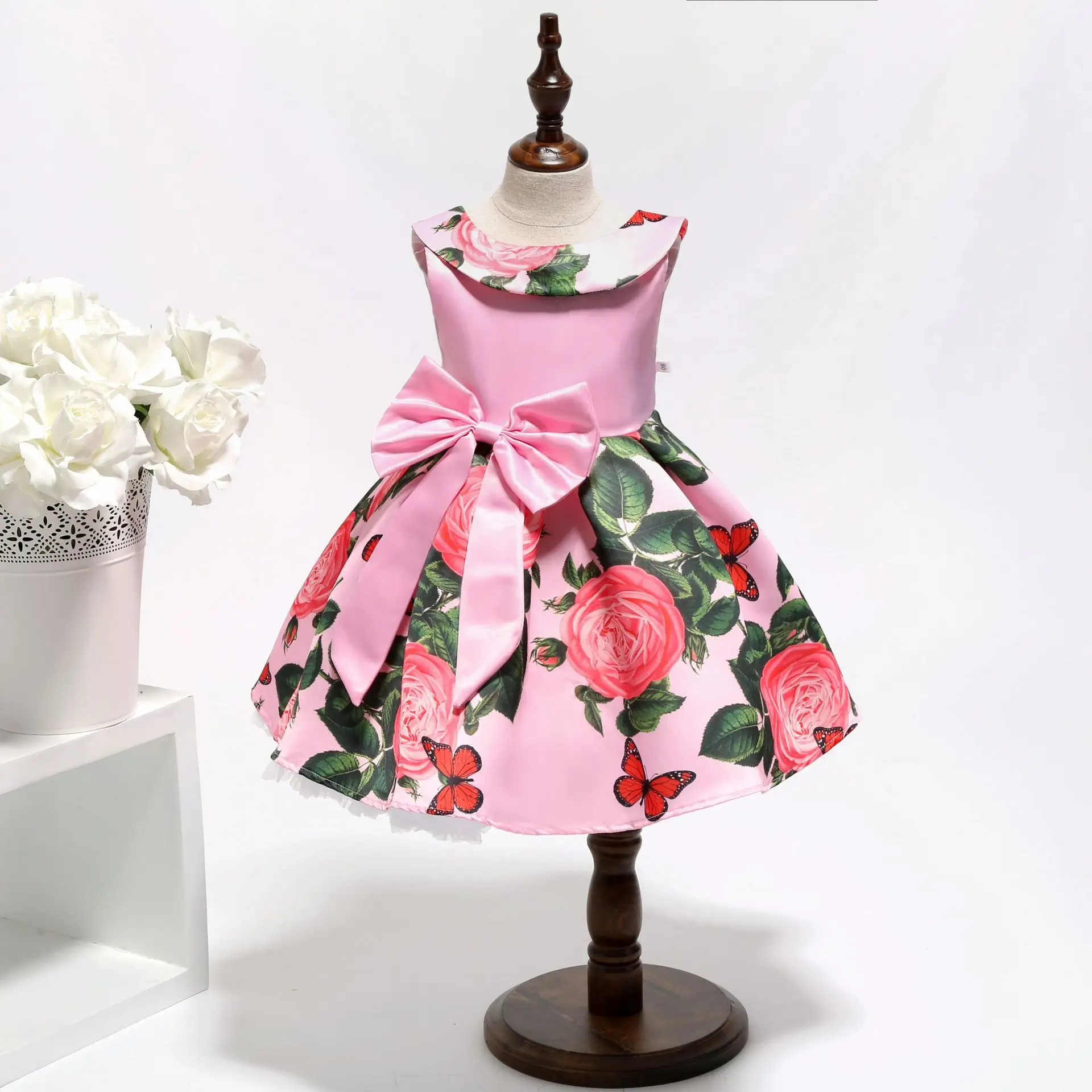 Новые дети девочки Shoulderless Цветочное платье для маленьких девочек Новый год фея