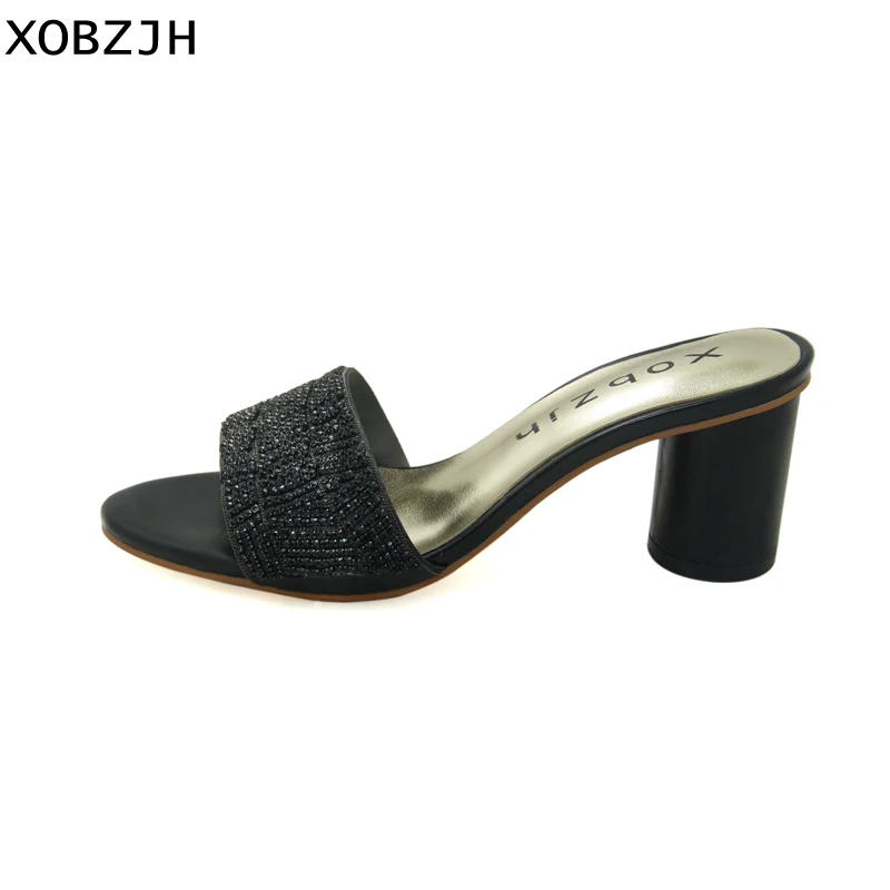 XOBZJH/Женская обувь коллекция 2019 года босоножки со стразами на высоком каблуке