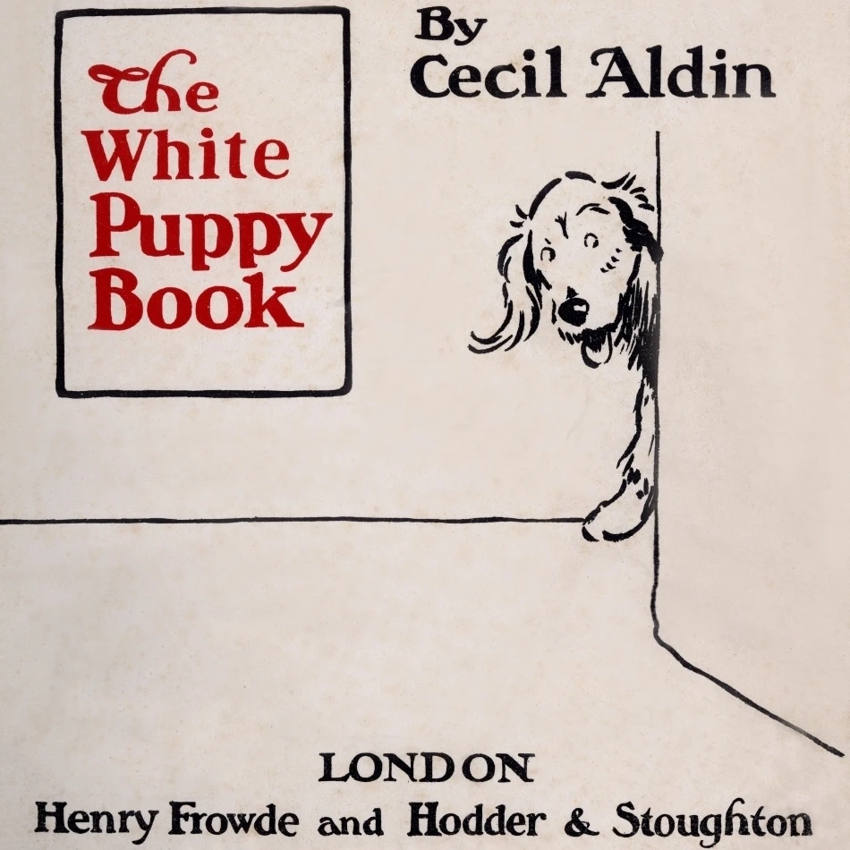 Название страница дизайн по Cecil Aldin белый щенок книжный плакат печать Мэри Эванс