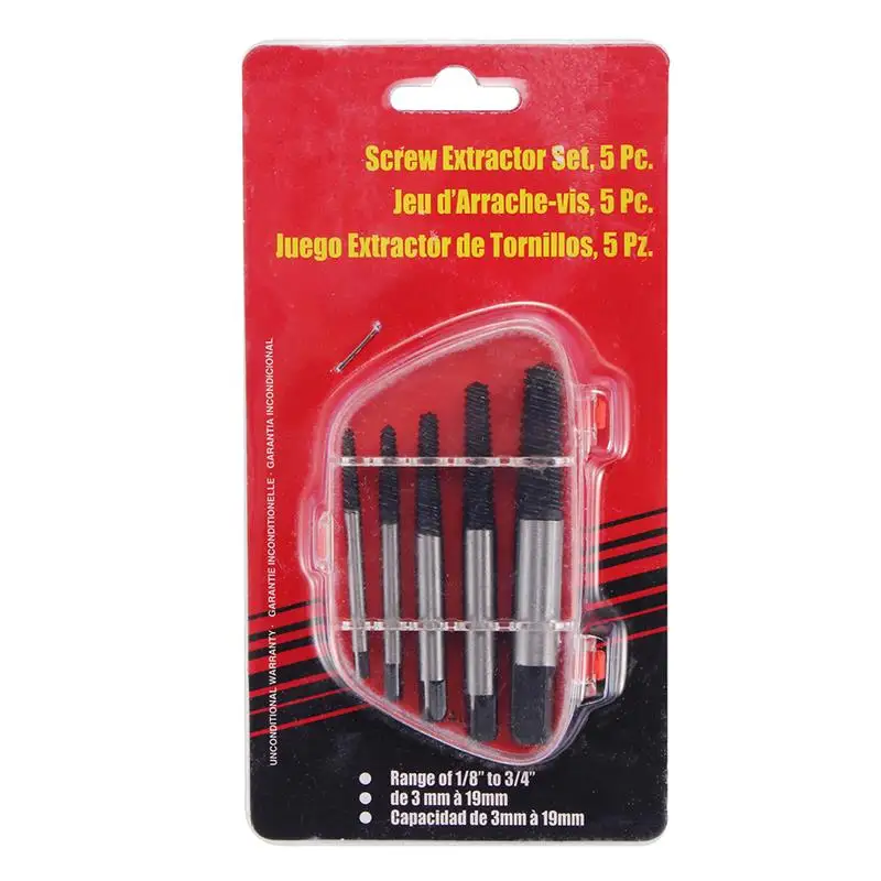 

5Pcs Steel Screw Extractor Drill Bits Guide Set Bolt Remover Damaged Broken Damaged Screw Extractor Car Accessories