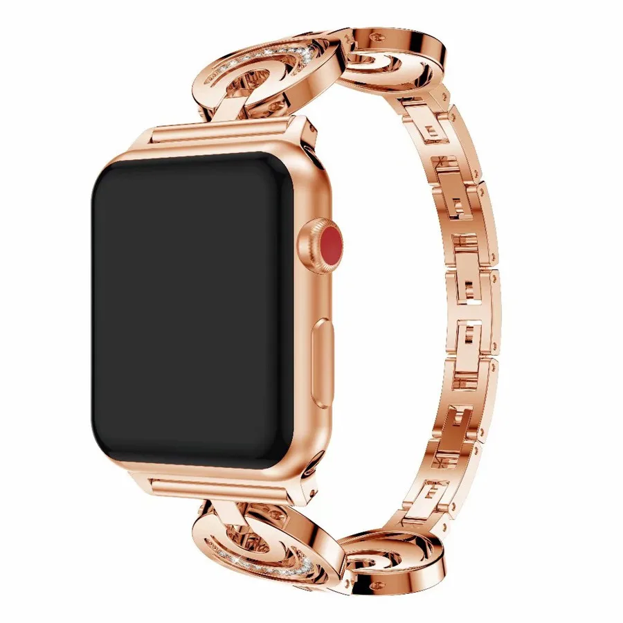 Ремешок из нержавеющей стали для Apple Watch 38 мм 42 40 44 бриллиантовый наручный браслет