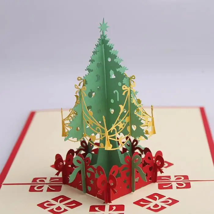 3D Pop Up Merry Рождественская елка мультфильм поздравительная открытвечерние ка