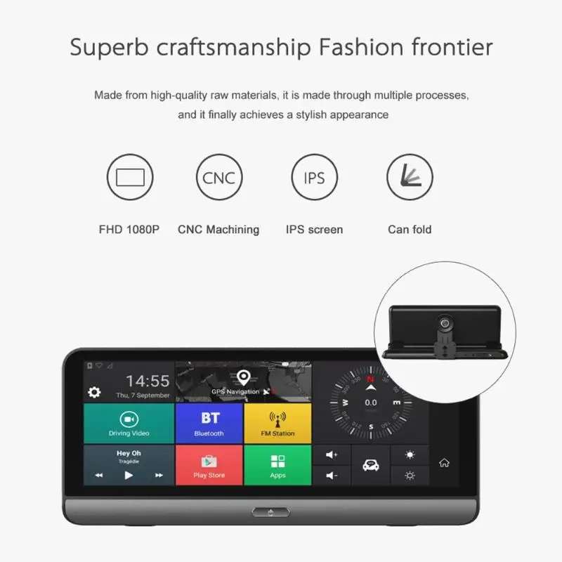 Phisung 8in Android 5 1 Автомобильный видеорегистратор 4G WiFi BT ADAS двойной объектив DVR камера