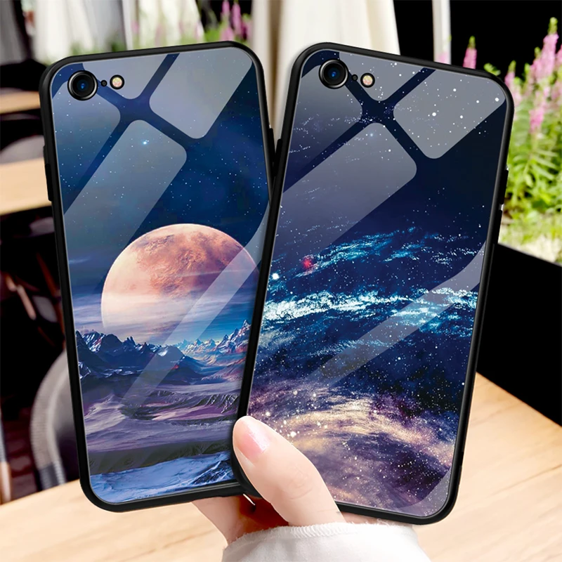 Чехол из закаленного стекла с сердечками для iPhone X XS Max XR милый защитный чехол
